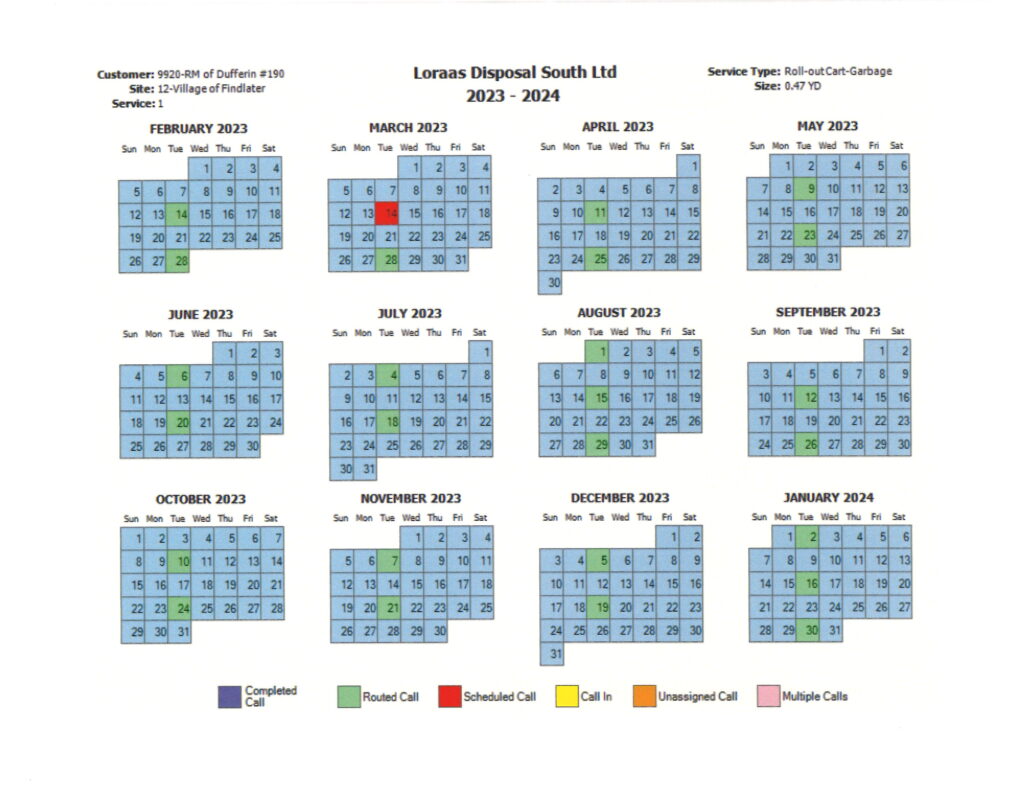 Waste disposal schedule for SSA Findlater